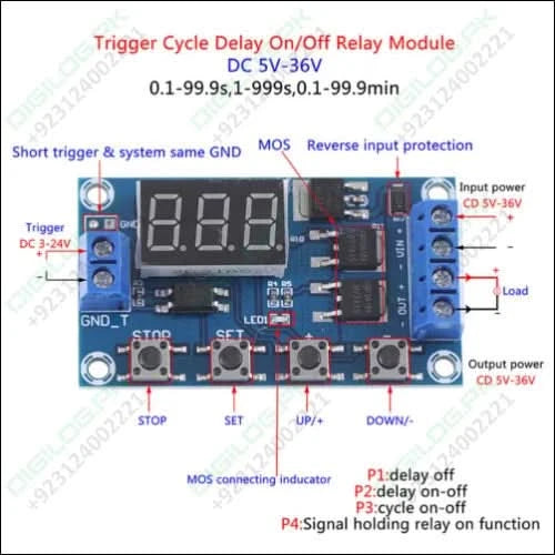 DC 5-30V Dual MOS LED Digital Time Delay Relay Switch Module Circuit Board