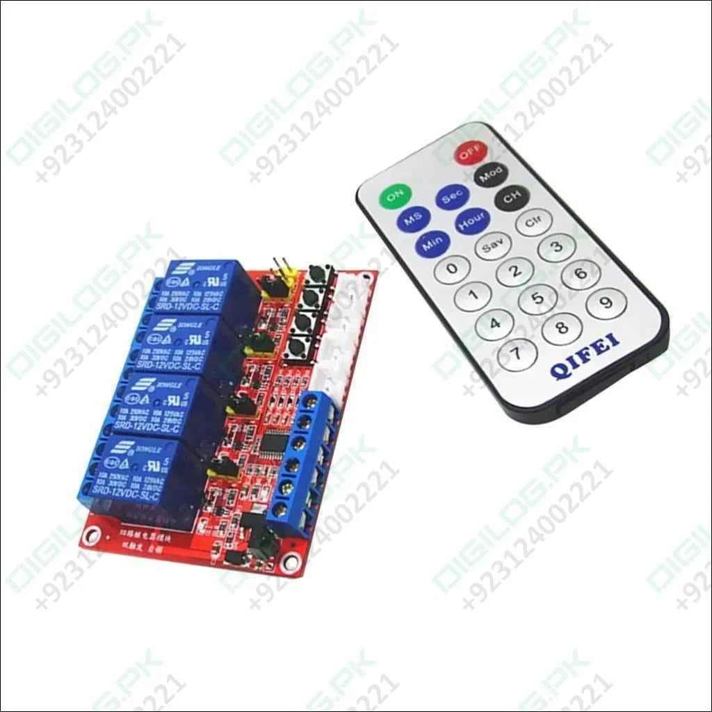 12v 4 Channel Ir Infrared Remote Control Switch Relay Module Board Kit in Pakistan