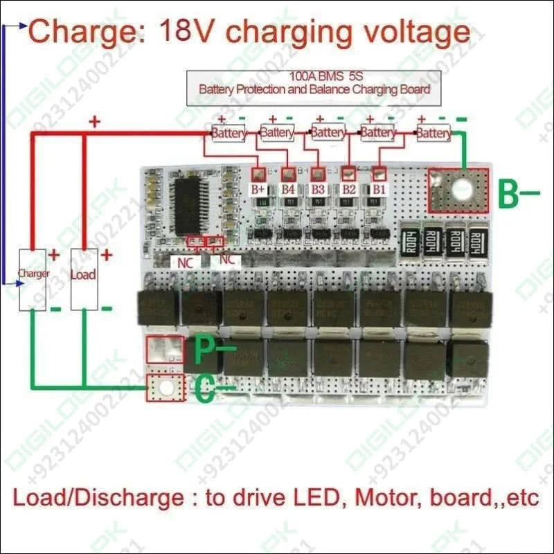 3.7v 18650 3s 4s 5s Bms 100a Bms Li-ion Lmo Ternary Lithium Battery Protection Circuit Board Balance Charging Module