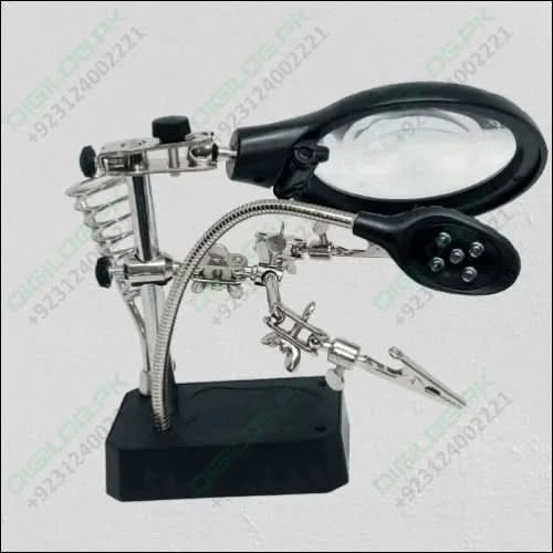 TE 800 Magnifying Glass 5 Led Auxiliary Clip Magnifier 3 In 1 Hand Soldering Solder Iron Stand Holder Station