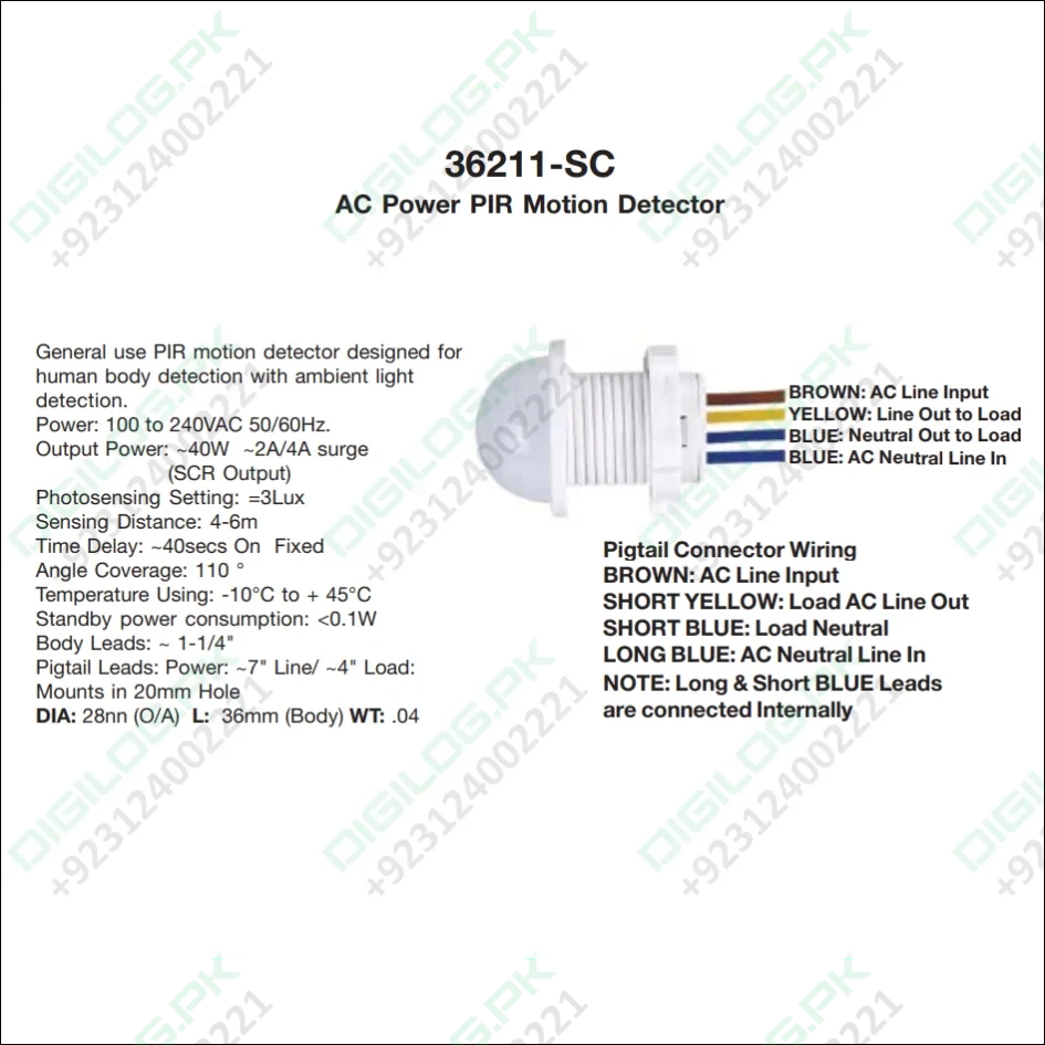 20mm Motion Sensor Light Switch in Pakistan