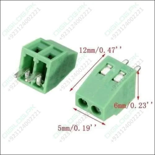 Kf 128 2p 5mm Pitch 2 Pin Pcb Screw Terminal Block Connector - Digilog Pakistan