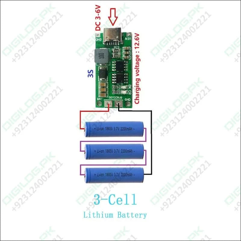 4A 3S Type C 11.1V Step-Up Boost LiPo Polymer Li-Ion Charger 12.6Vdc 18650 Lithium Battery In Pakistan