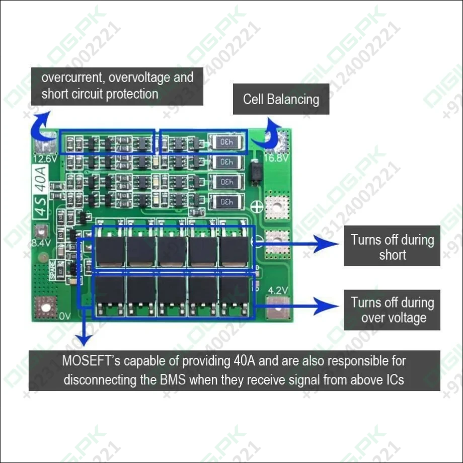 4s Bms 4s 40a Bms Li-ion Battery Protection Board Balanced Version In Pakistan 40 A BMS: