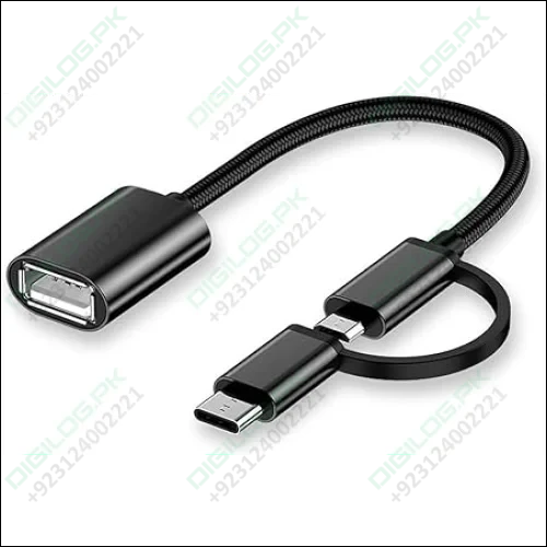 2 in 1 USB 3.0 OTG Adapter Cable Type-C Micro-USB to USB 2.0 Interface Converter for Cellphone Charging Cable Line-Black