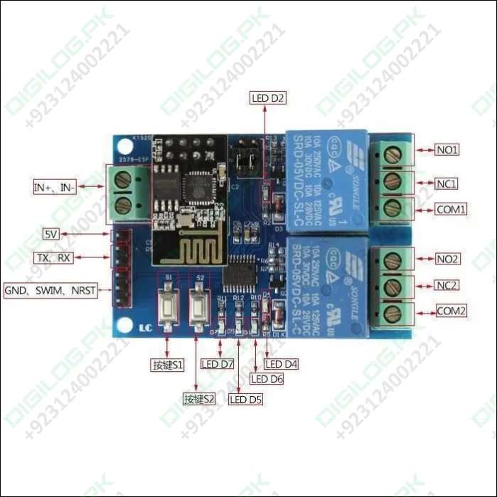 5v Esp8266 Dual-channel Wifi Relay Smart Home Mobile App Remote Control Switch In Pakistan