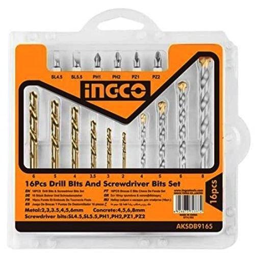 Ingco AKSDB9165 16PCS drill bits & screwdriver bits set