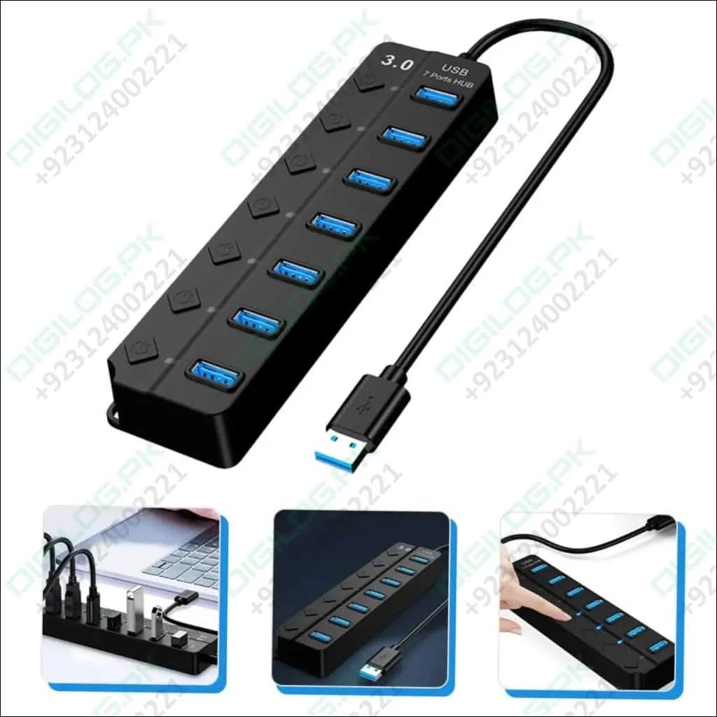 7-Port Expander USB 3.0 Hub with Independent Switch Plug & Play