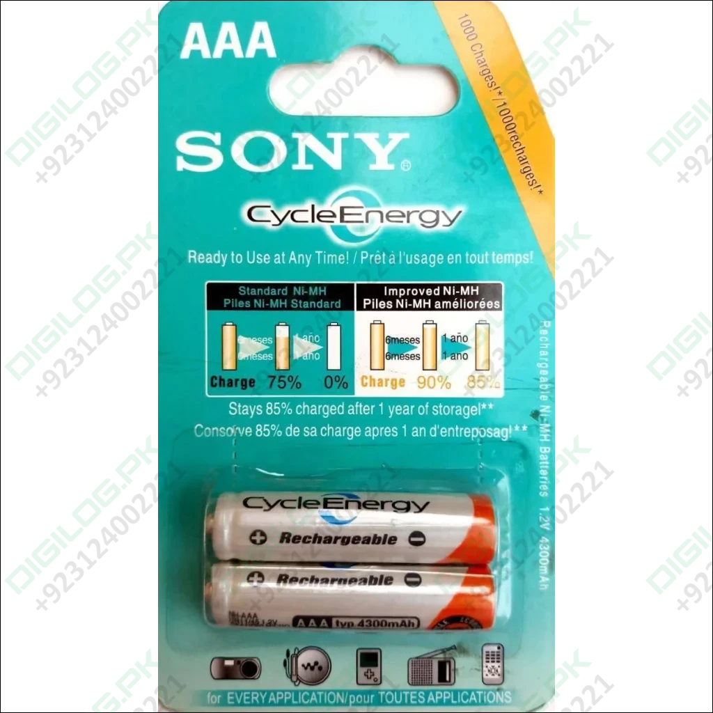 Clone 2pcs Aaa Rechargeable Cell 1.2v Sony Cycle Energy Cell