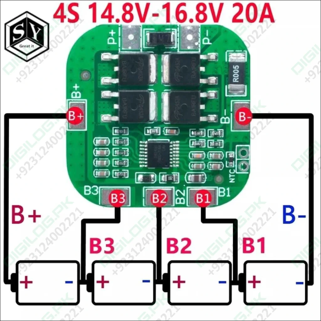 Battery Protection Board 4s 20a 14.8v Bms For 18650 Lithium Ion Cells Hx-4s-a20