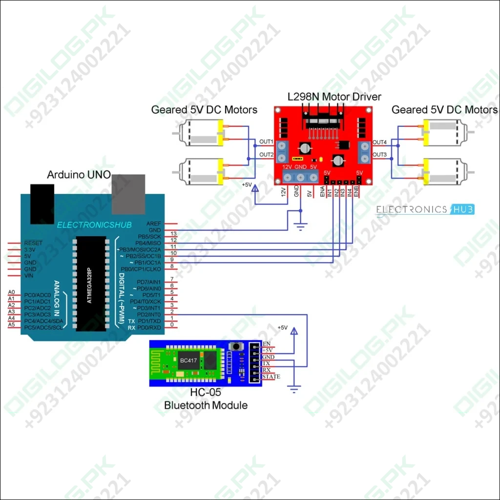 Components Of Making Bluetooth Controlled Robot Using Arduino Just component