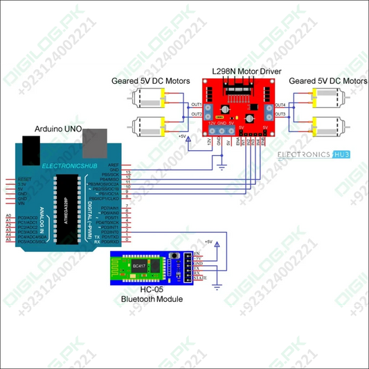 Components Of Making Bluetooth Controlled Robot Using Arduino Just component