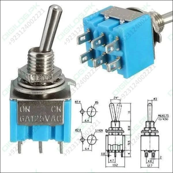 Mini Mts-203 6-pin Dpdt 6a 125vac Toggle Switch 6 Pin On Off Toggle Switch 2 Positions