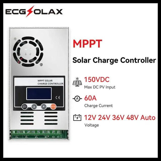 ECGSOLAX 60A MPPT Solar Charge Controller 12V 24V 36V 48V Auto Solar Panel Regulator