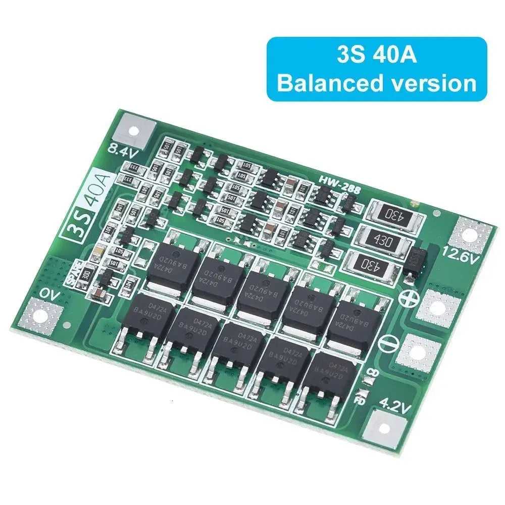 3s 40a Bms 11.1v 12.6v 18650 Lithium Battery Protection Board With 100ma Balancing Feature