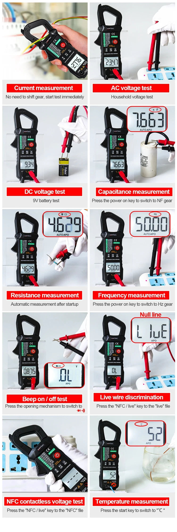 Solar Meter WinAPEX 8204 Digital Clamp Meter AC Ampare DC Ampare Meter Clamp meter