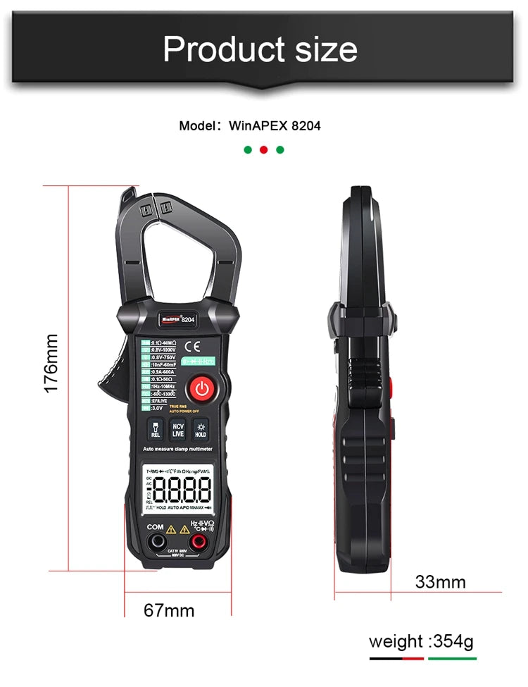 Solar Meter WinAPEX 8204 Digital Clamp Meter AC Ampare DC Ampare Meter Clamp meter