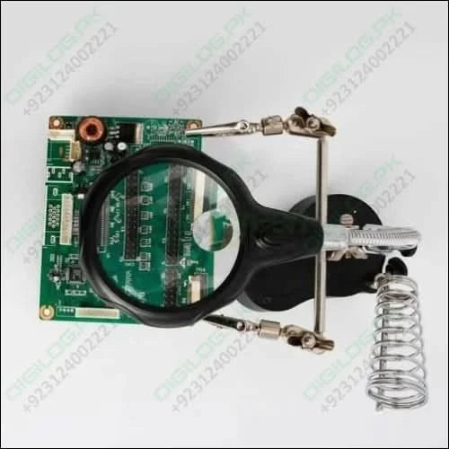 Helping Hand Clip Desktop Led Light Magnifier Glass With Soldering Stand 3.5x 12x