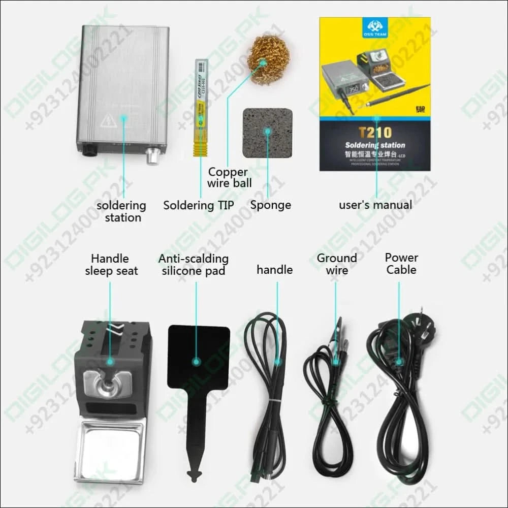 T210 Thermostatic Soldering Station – 75W, Adjustable Temperature 120–450°C, LED Display, Auto Sleep, PID Control