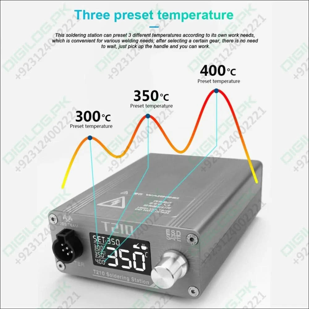 T210 Thermostatic Soldering Station – 75W, Adjustable Temperature 120–450°C, LED Display, Auto Sleep, PID Control