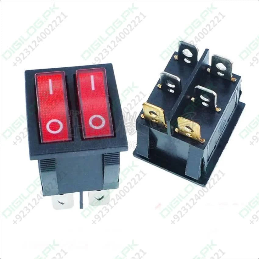 Kcd6 Plastic Dual Push Button Rocker Switch 6 Pin 12v 220v Lamp Latching Red On Off Boat Power Switch 16a 250v