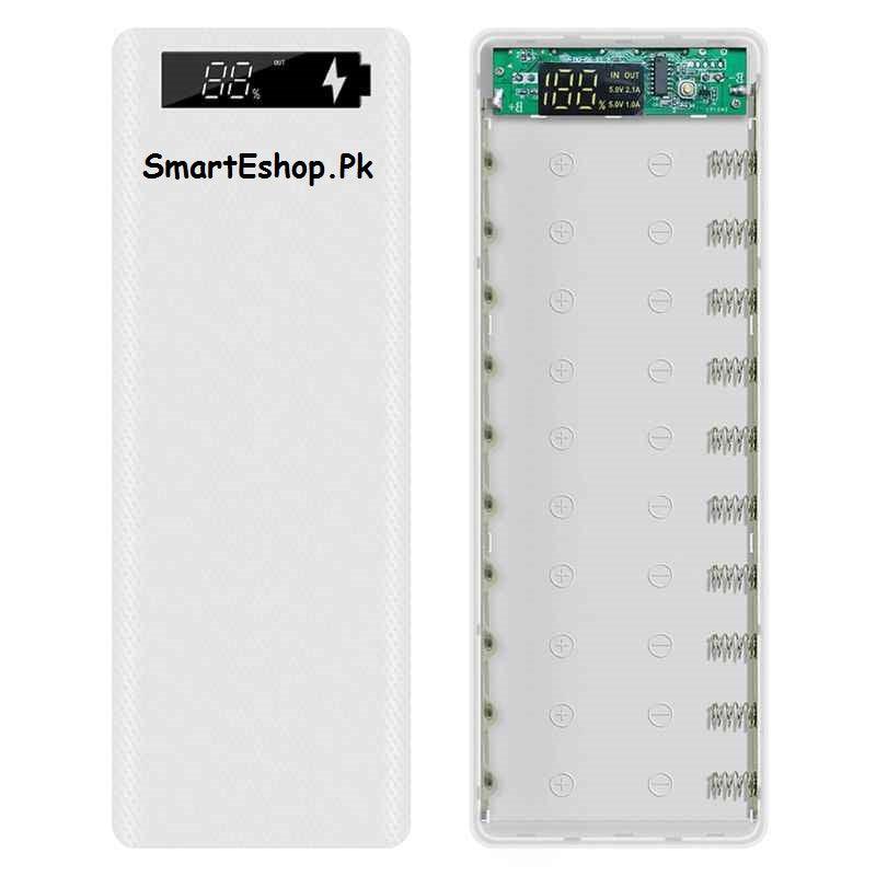 LCD Display DIY 10x18650 Battery Case Power Bank Shell Portable External Box without Battery Powerbank Protector (10 Cell Casing)