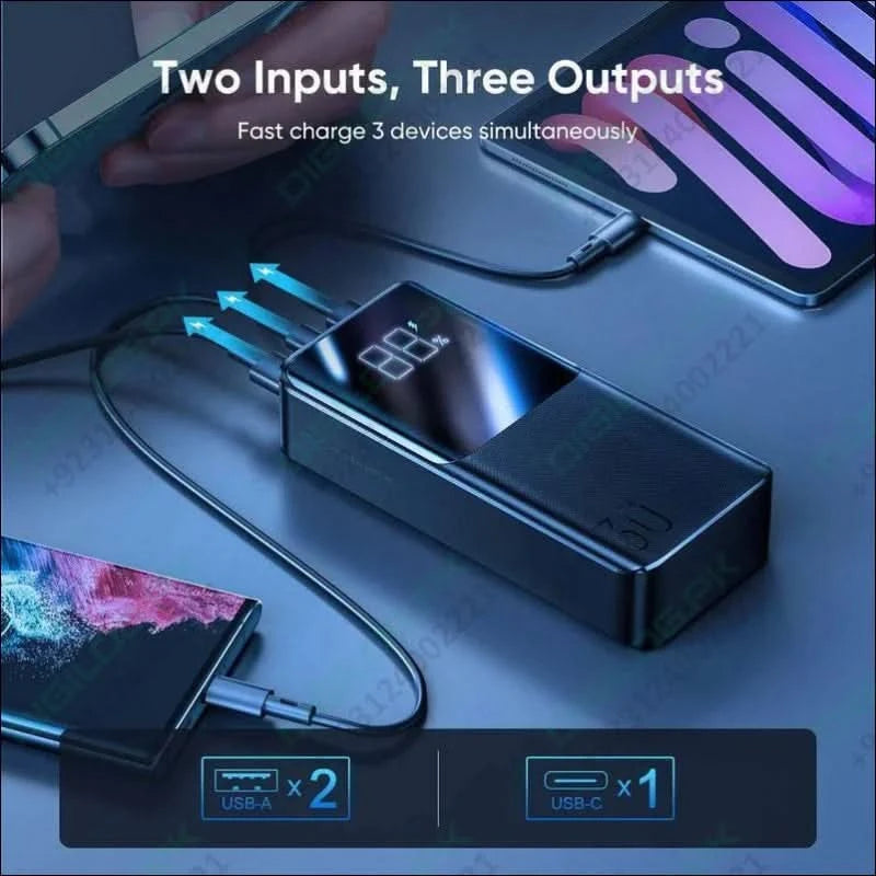22.5W 30000mAh Power Bank 2 Inputs + 3 Output Power Bank LED Display PD 3.0 QC 3.0