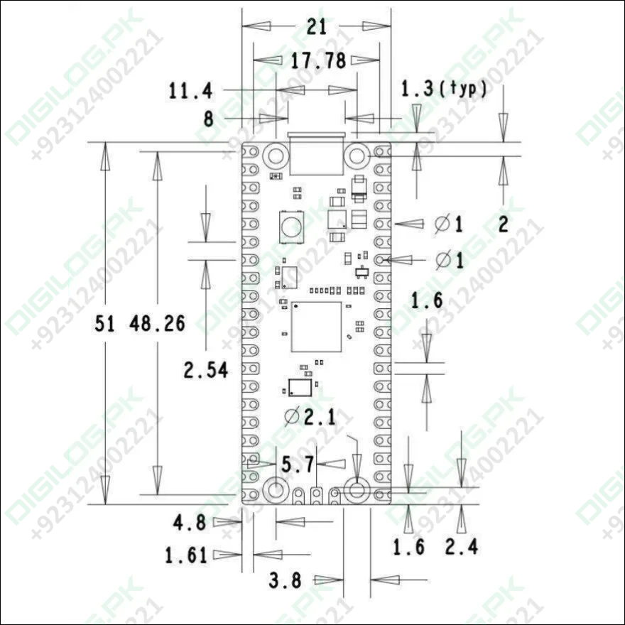 Pre Soldered Raspberry Pi Pico Rp2040 Microcontroller With Usb Cable
