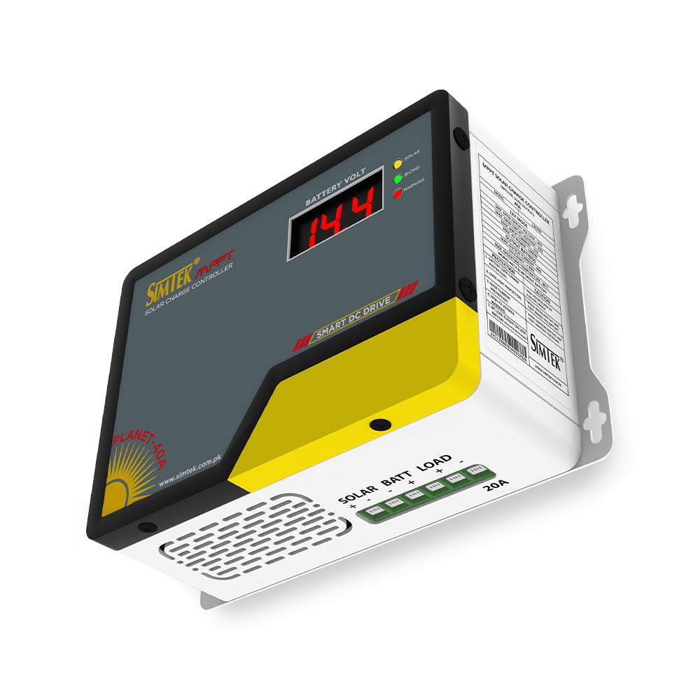 Simtek Planet 40 – 40A MPPT Solar Charge Controller – 70 VOC, 40A | 12V | Low Battery Load Cutoff | Works with & without Battery – 3 Months Warranty