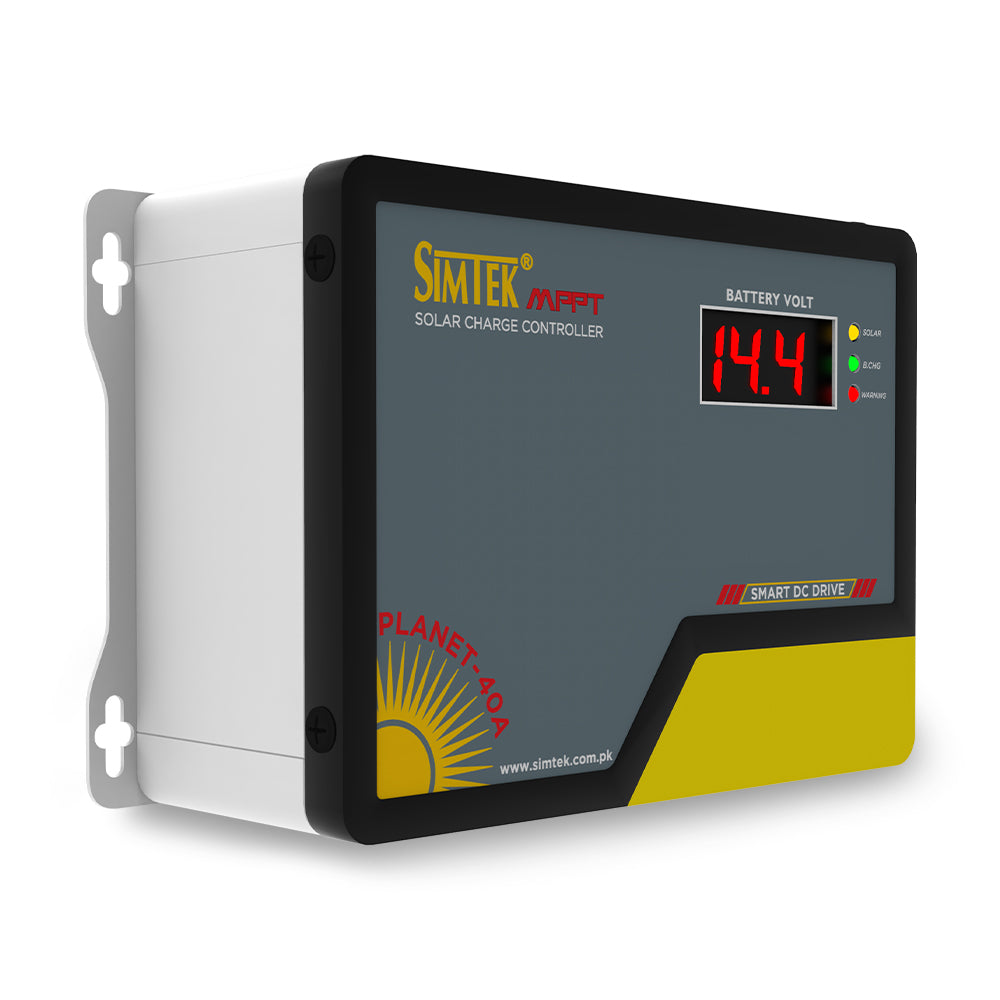Simtek Planet 40 – 40A MPPT Solar Charge Controller – 70 VOC, 40A | 12V | Low Battery Load Cutoff | Works with & without Battery – 3 Months Warranty