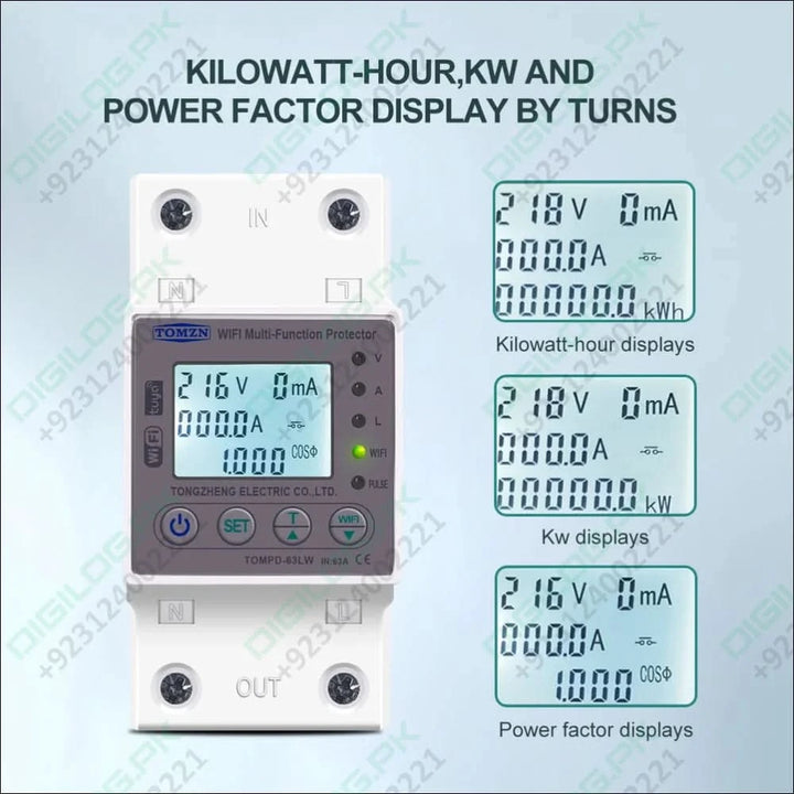 Tomzn 63a Wifi Smart Switch Tuya Energy Meter Kwh Metering Circuit Breaker Timer With Voltage Current And Leakage Protection