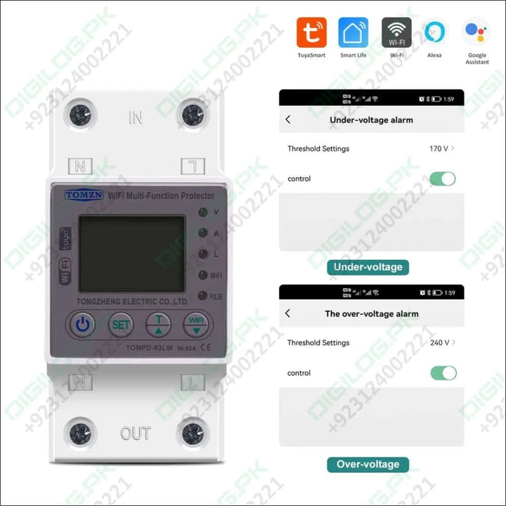 Tomzn 63a Wifi Smart Switch Tuya Energy Meter Kwh Metering Circuit Breaker Timer With Voltage Current And Leakage Protection