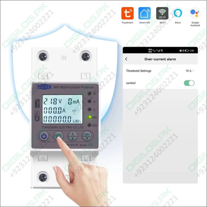 Tomzn 63a Wifi Smart Switch Tuya Energy Meter Kwh Metering Circuit Breaker Timer With Voltage Current And Leakage Protection