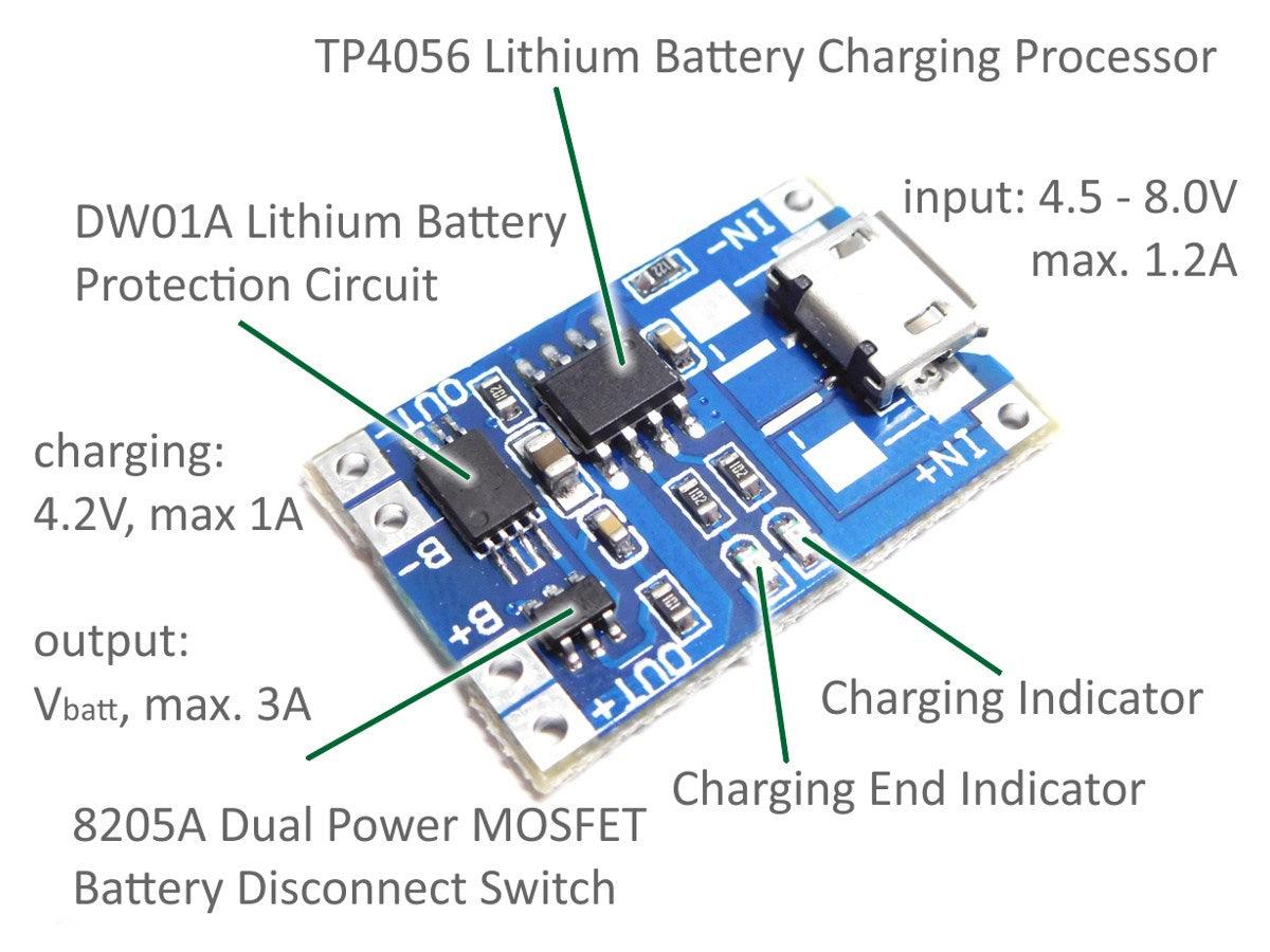 TP4056 5V 1A MICRO USB 18650 LITHIUM DUAL PROTECTION BATTERY CHARGING MODULE