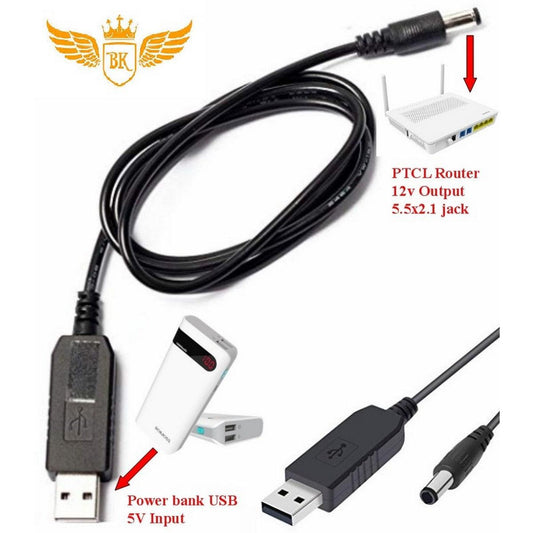USB 5V To 12V Voltage Booster Jack For PTCL Router Power Supply Router UPS