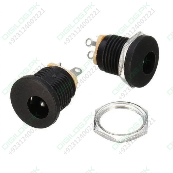 Dc-022 Dc Power Jack Pcb Mount Female Connector 3 Pin With Nut 5.5mm x 2.1mm