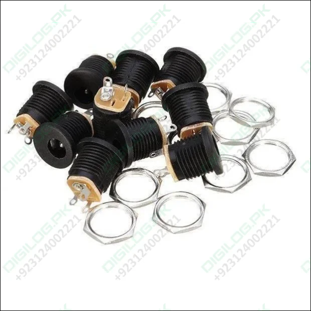 Dc-022 Dc Power Jack Pcb Mount Female Connector 3 Pin With Nut 5.5mm x 2.1mm