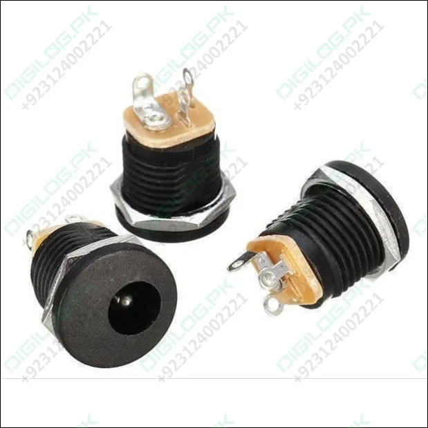 Dc-022 Dc Power Jack Pcb Mount Female Connector 3 Pin With Nut 5.5mm x 2.1mm