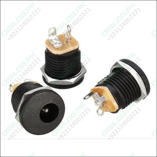 Dc-022 Dc Power Jack Pcb Mount Female Connector 3 Pin With Nut 5.5mm x 2.1mm