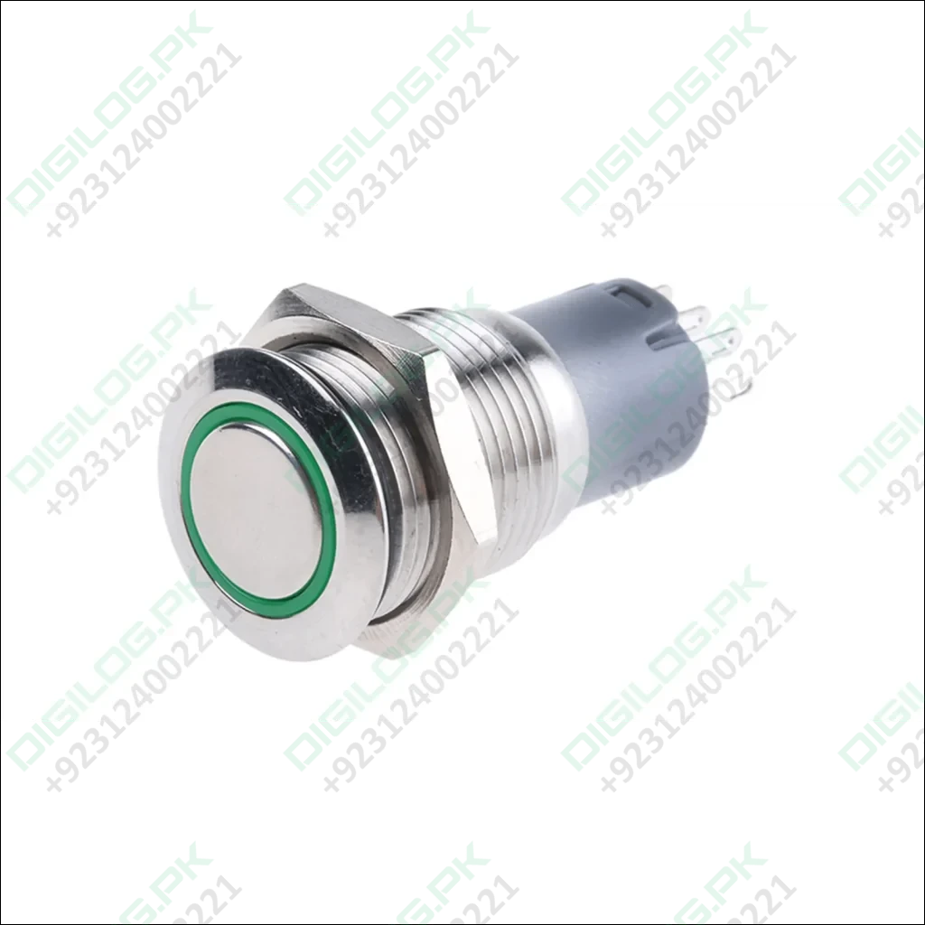 Blue Color 16mm Water Proof Metal Power Switch With Light Push On Push Off Spdt