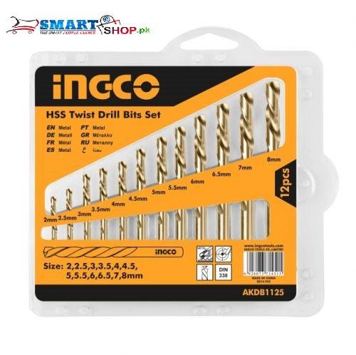 Ingco AKDB1125 12 PCS HSS Twist Drill Bits Set