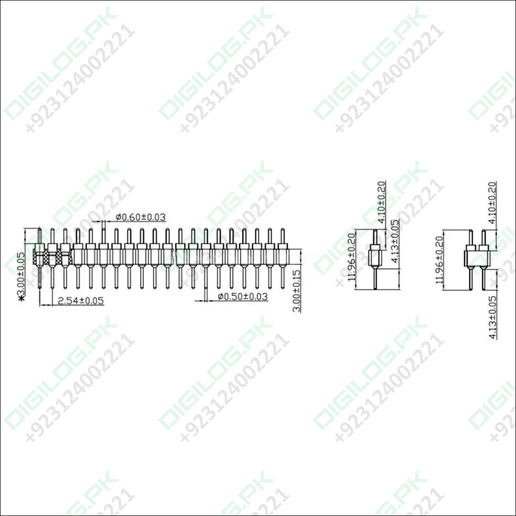 Gold Plated 2.54mm Male 40 Pin Single Row Straight Round Pin Header Strip