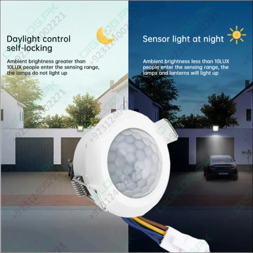 48.5mm Infrared PIR Motion Sensor LED Body Motion Sensor Adjustable Delay Ceiling Buckle Installation Automatic Sensor Light Switch