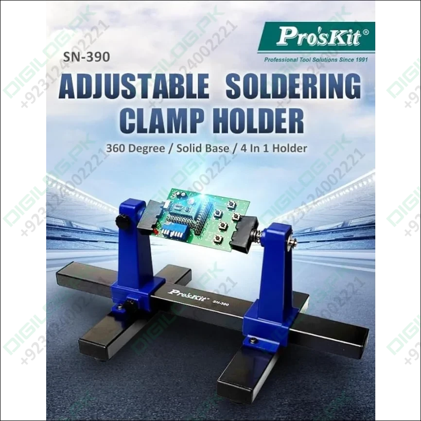 SN-390 Adjustable PCB Holder - 360° PCB Jig & Soldering Assembly Stand