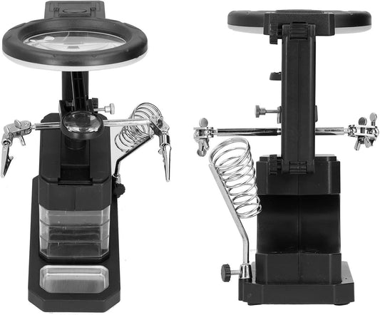 TE 803 Magnifier Soldering Station with LED Light, Adjustable Magnifying Glass Stand Holder, USB Powered for Electrical Maintenance, Engraving, and Laboratory Use