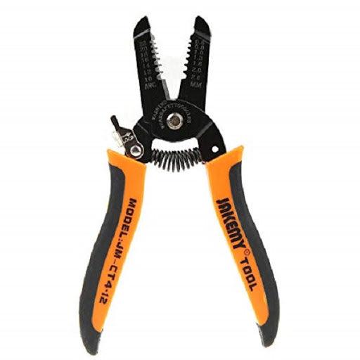 JAKEMY JM-CT4-12 Wire Stripper Clamp 7.0inch Wire Cable Side Cutter Cutting Snips Flush Pliers Nipper Terminal Crimping Tool