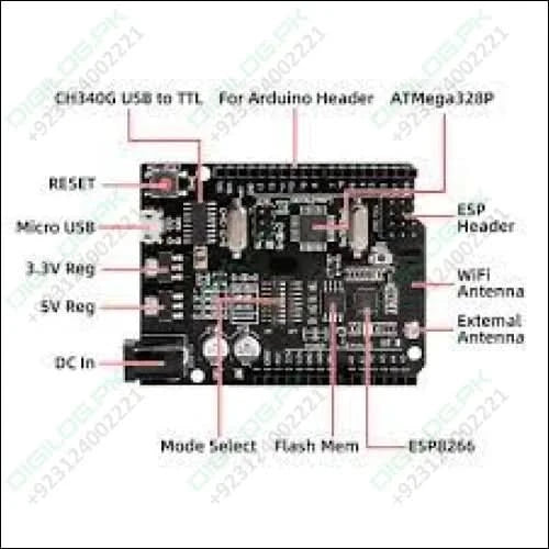 Arduino Uno WiFi ATmega328P with ESP8266 32Mb Memory